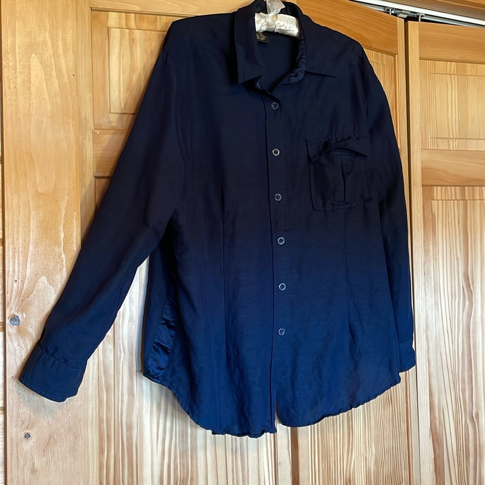 Navy linen blouse